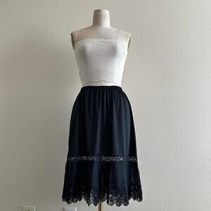 handmade dainty black satin micro midi skirt